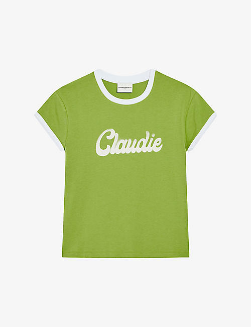CLAUDIE PIERLOT: Logo-embroidered cotton T-shirt