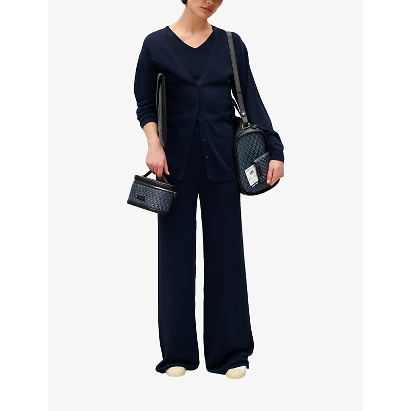 Shop Claudie Pierlot Womens Bleus Meggy V-neck Knitted Cardigan