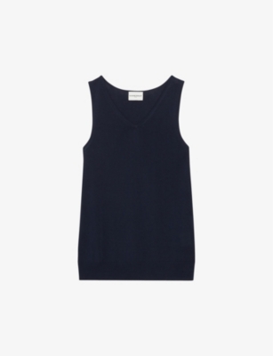 Shop Claudie Pierlot Women's Bleus Marry V-neck Knitted Vest Top