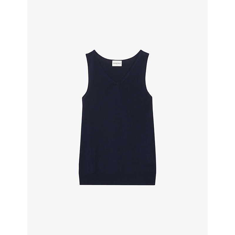 Shop Claudie Pierlot Women's Bleus Marry V-neck Knitted Vest Top