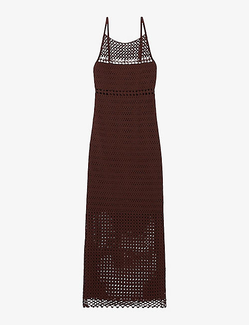 CLAUDIE PIERLOT: Mirlo square-neck slim-fit crochet maxi dress
