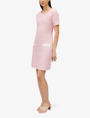 Shop Claudie Pierlot Women's Divers Two-tone Knitted Straight-cut Tweed Mini Dress