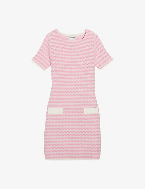 CLAUDIE PIERLOT: Two-tone knitted straight-cut tweed mini dress