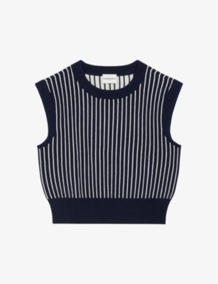 CLAUDIE PIERLOT: Stripe-pattern sleeveless knitted jumper