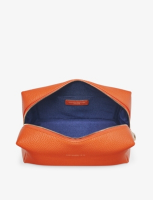 Shop Aspinal Of London Orange London Logo-embossed Leather Toiletry Case