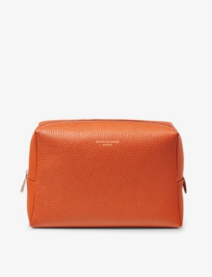 Aspinal Of London Orange London Logo-embossed Leather Toiletry Case