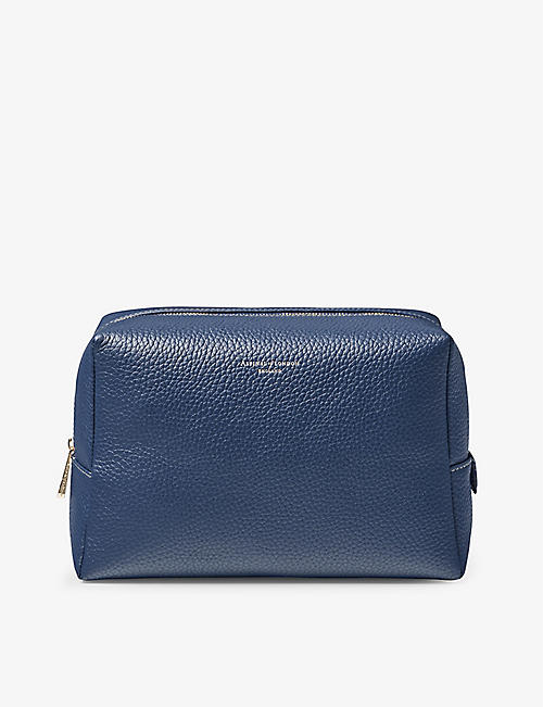 ASPINAL OF LONDON: London logo-embossed leather toiletry case