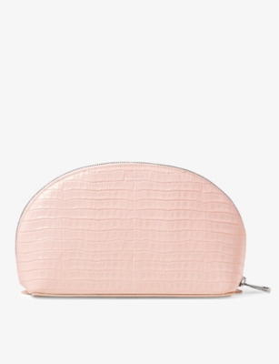 Shop Aspinal Of London Rose Logo-embossed Croc-effect Large Leather Make-up Bag