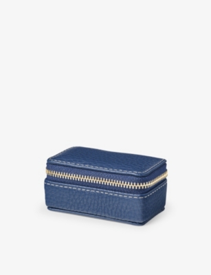 Shop Aspinal Of London Caspianblue Logo-embossed Small Leather Travel Jewellery Case