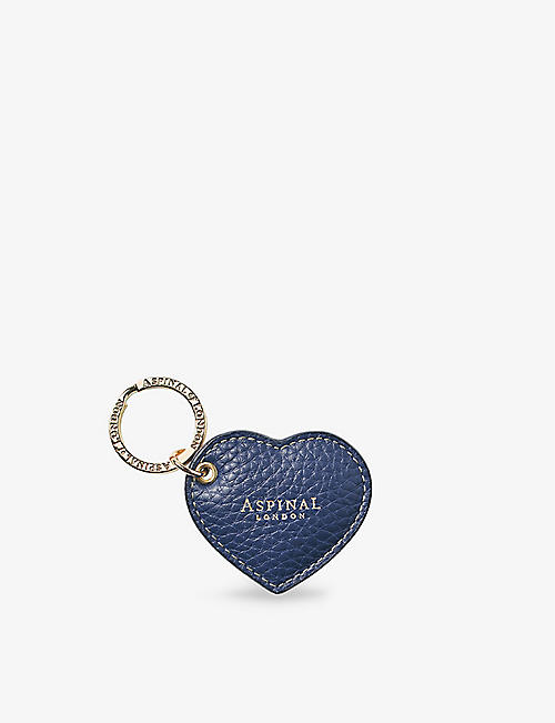 ASPINAL OF LONDON: Logo-embossed heart-shape leather keyring