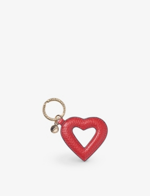 Shop Aspinal Of London Women's Cardinalred Hollow Heart-shape Leather Keyring