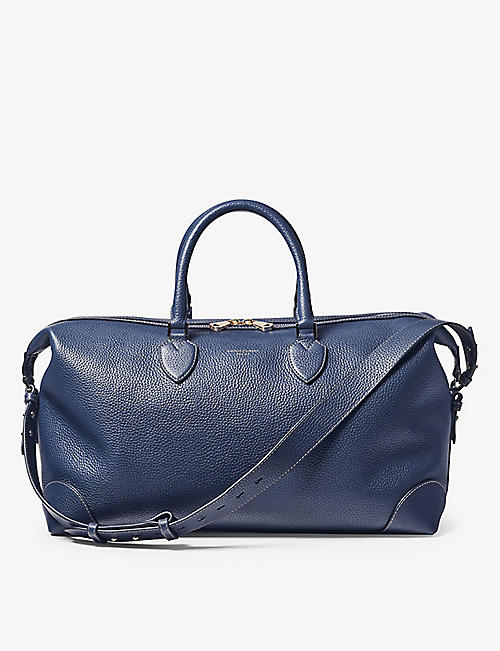 ASPINAL OF LONDON: Logo-embossed top-handle leather holdall