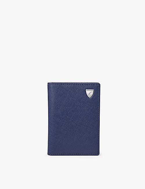 ASPINAL OF LONDON: Double-fold logo-embossed leather card holder