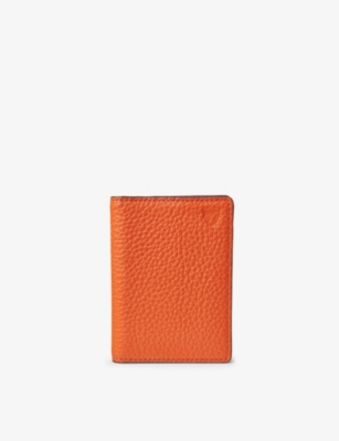 Aspinal Of London Orange Double-fold Logo-embossed Leather Card Holder