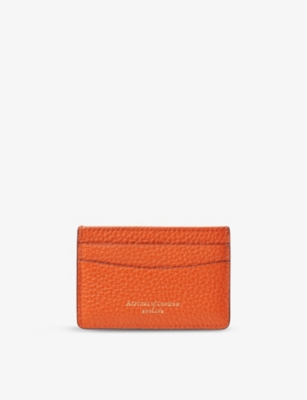 Aspinal Of London Orange Slim Logo-embossed Leather Credit Card Case