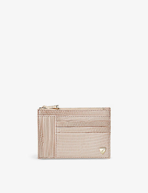 ASPINAL OF LONDON: Logo-embossed zipped leather card holder