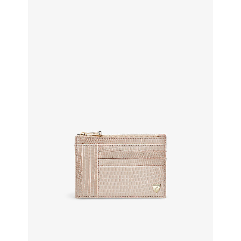 Aspinal Of London Oyster Logo-embossed Zipped Leather Card Holder