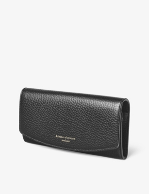 Aspinal Of London Womens Black Essential Foiled-branding Pebbled-leather Purse In Black