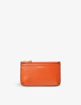 Aspinal Of London Orange Ella Brand-embellished Leather Cardholder