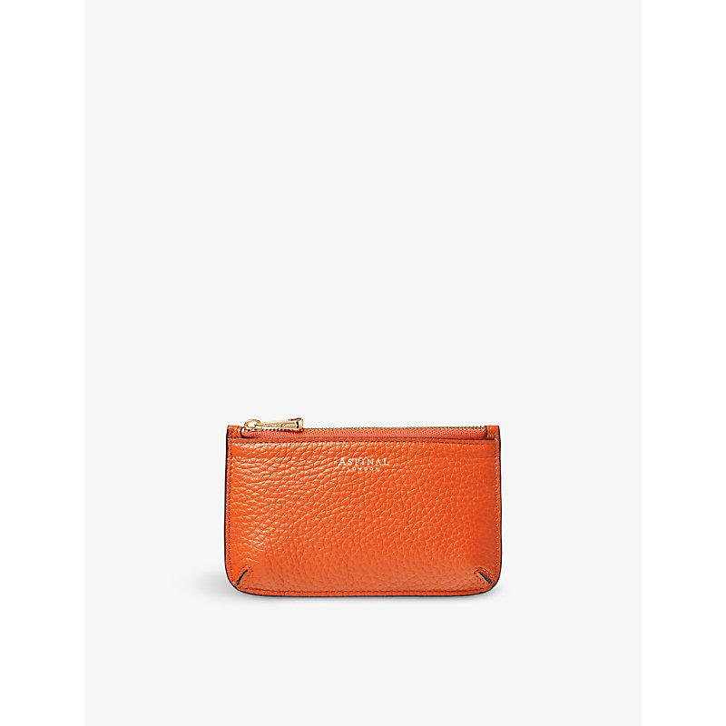 Aspinal Of London Orange Ella Brand-embellished Leather Cardholder