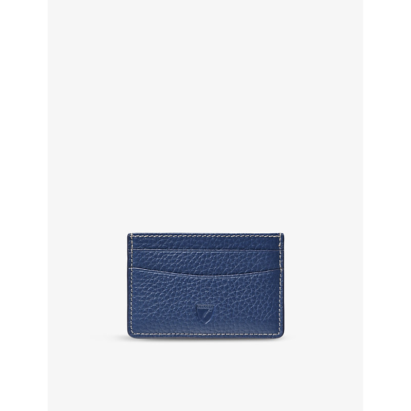 Aspinal Of London Caspianblue Slim Logo-embossed Leather Credit Card Case