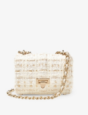 Aspinal Of London Womens Ivory Lottie Tweed And Leather Shoulder Bag