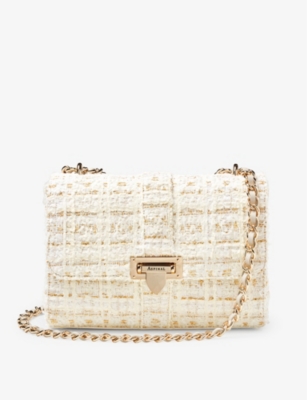 Aspinal Of London Womens Oyster Lottie Metallic-tweed Shoulder Bag In Oyster