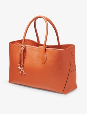 Shop Aspinal Of London Women's Orange London Large Leather Tote Bag