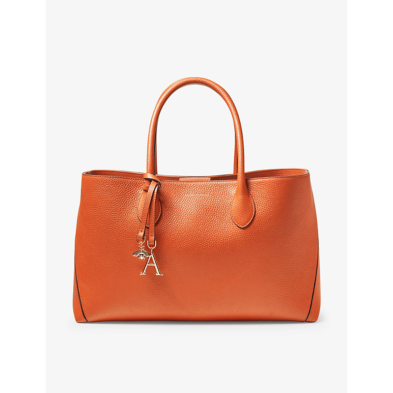 Shop Aspinal Of London Women's Orange London Large Leather Tote Bag