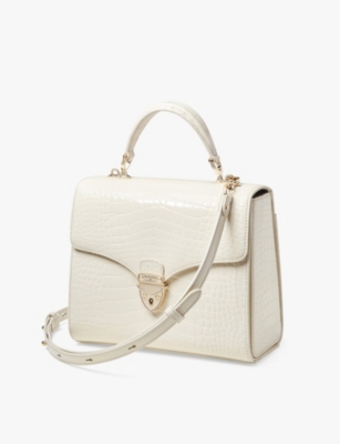 Aspinal Of London Ivory Mayfair Croc-embossed Leather Top-handle Bag In Ivory