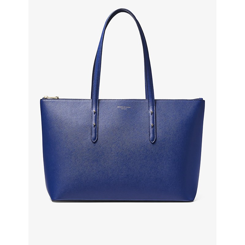 Aspinal Of London Womens Caspianblue Regent Logo-embossed Leather Tote Bag