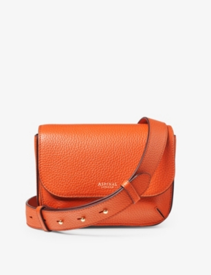 Aspinal Of London Womens Orange Ella Logo-embossed Leather Cross-body Bag