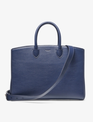 Aspinal Of London Womens Caspianblue Madison Branded Leather Tote Bag