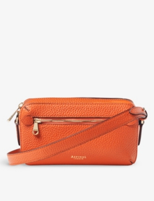 Aspinal Of London Womens Orange Camera Logo-embossed Leather Cross-body Bag
