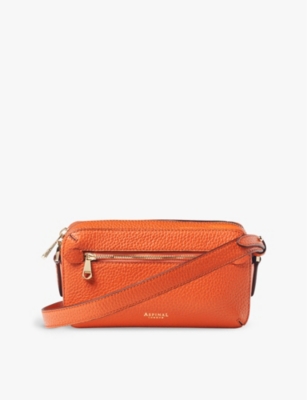 Aspinal Of London Womens Orange Camera Logo-embossed Leather Cross-body Bag