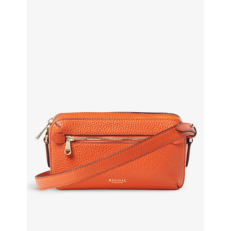 Aspinal Of London Womens Orange Camera Logo-embossed Leather Cross-body Bag