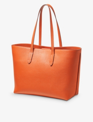 Shop Aspinal Of London Women's Orange Regent Logo-embossed Leather Tote Bag