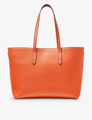 Aspinal Of London Womens Orange Regent Logo-embossed Leather Tote Bag