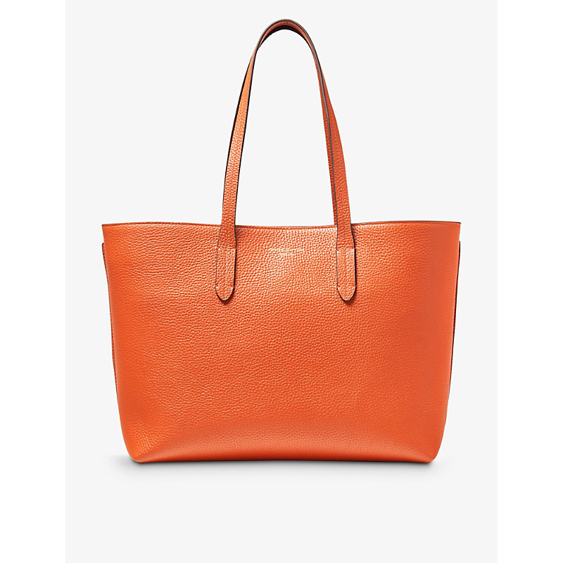 Aspinal Of London Womens Orange Regent Logo-embossed Leather Tote Bag