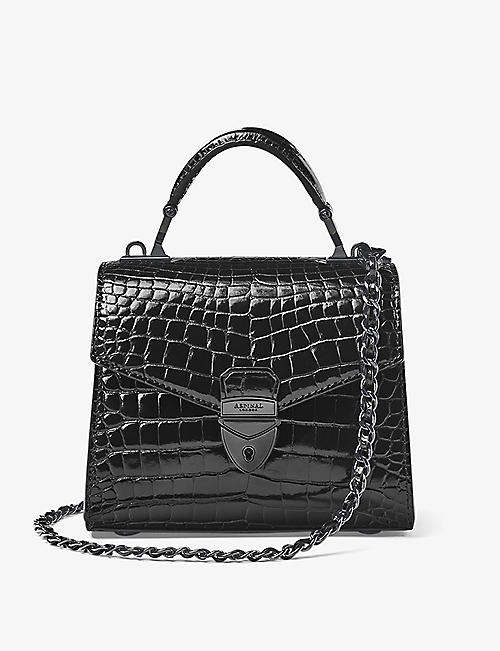 ASPINAL OF LONDON: Mayfair medium croc-embossed leather top-handle bag