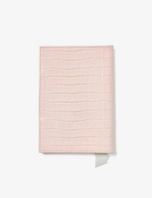 Shop Aspinal Of London Rose Crocodile-embossed Patent-leather Passport Cover