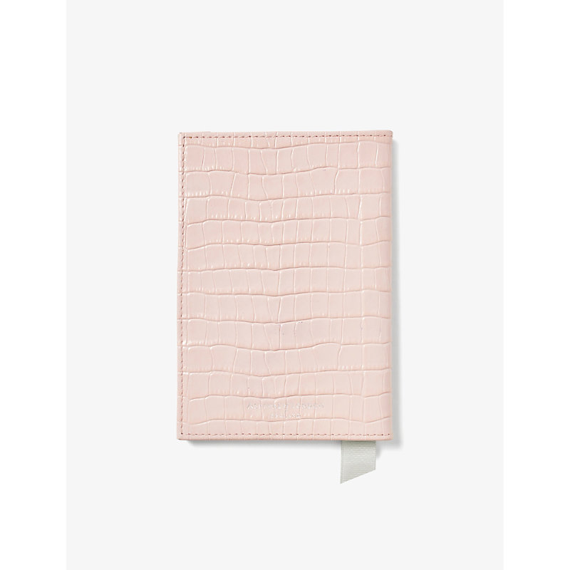 Shop Aspinal Of London Rose Crocodile-embossed Patent-leather Passport Cover