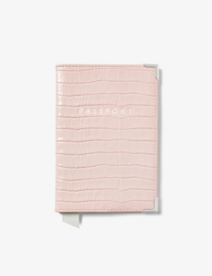 ASPINAL OF LONDON: Crocodile-embossed patent-leather passport cover