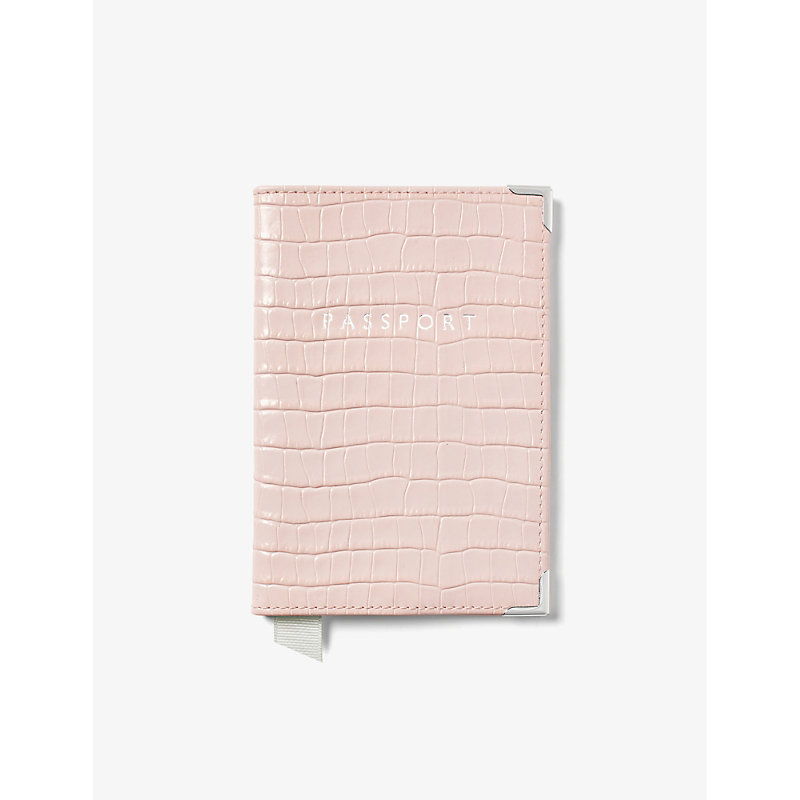 Aspinal Of London Rose Crocodile-embossed Patent-leather Passport Cover