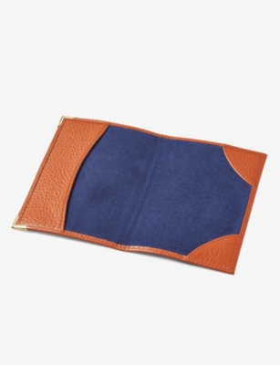 Shop Aspinal Of London Orange Logo-embossed Grained-leather Passport Cover