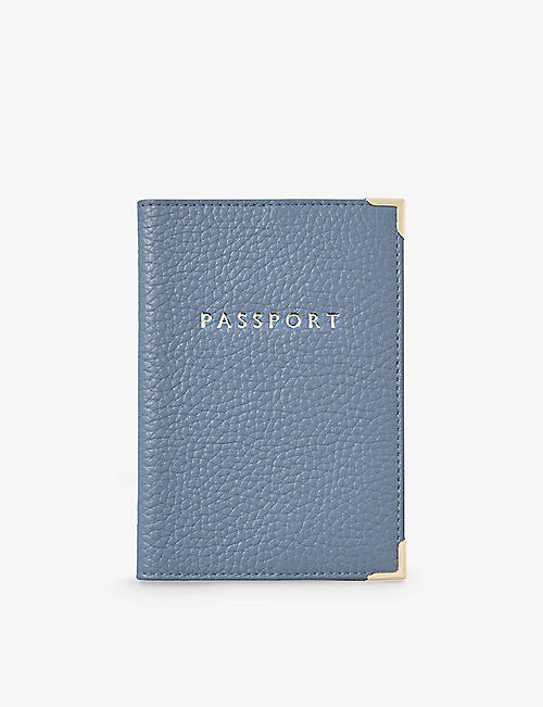ASPINAL OF LONDON: Logo-embossed grained-leather passport cover