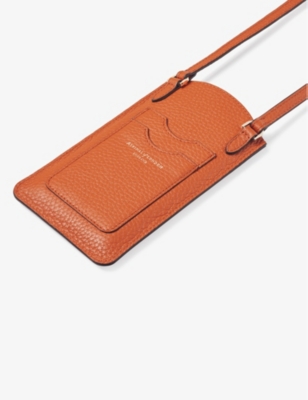 Shop Aspinal Of London Women's Orange London Grained-leather Phone Case