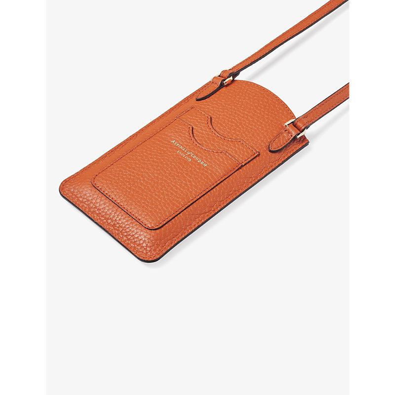 Shop Aspinal Of London Women's Orange London Grained-leather Phone Case