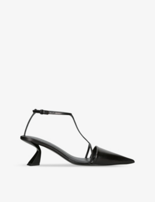 NENSI DOJAKA: 65 pointed-toe T-bar heeled leather pumps