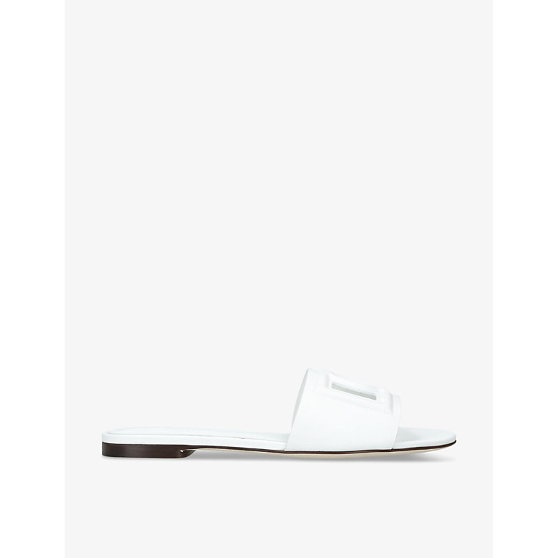 Dolce & Gabbana Formale Leather Sliders In White